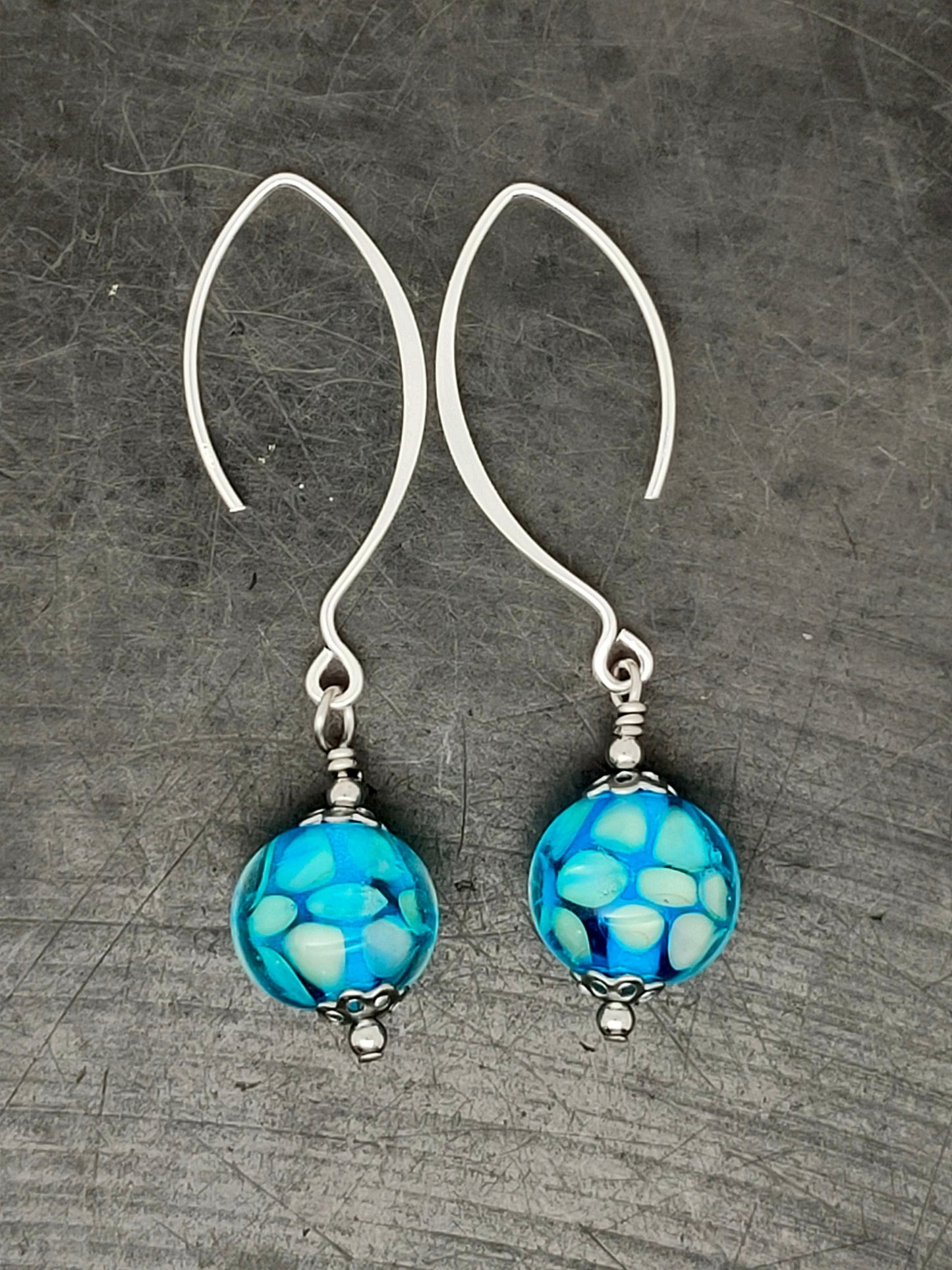 Boucles d’oreilles “nid d’abeilles” bleu turquoise Electra