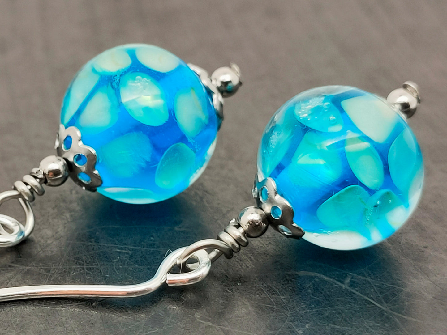 Boucles d’oreilles “nid d’abeilles” bleu turquoise Electra