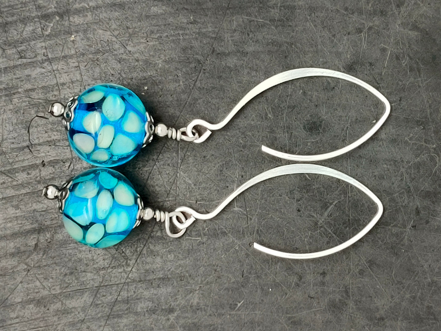 Boucles d’oreilles “nid d’abeilles” bleu turquoise Electra