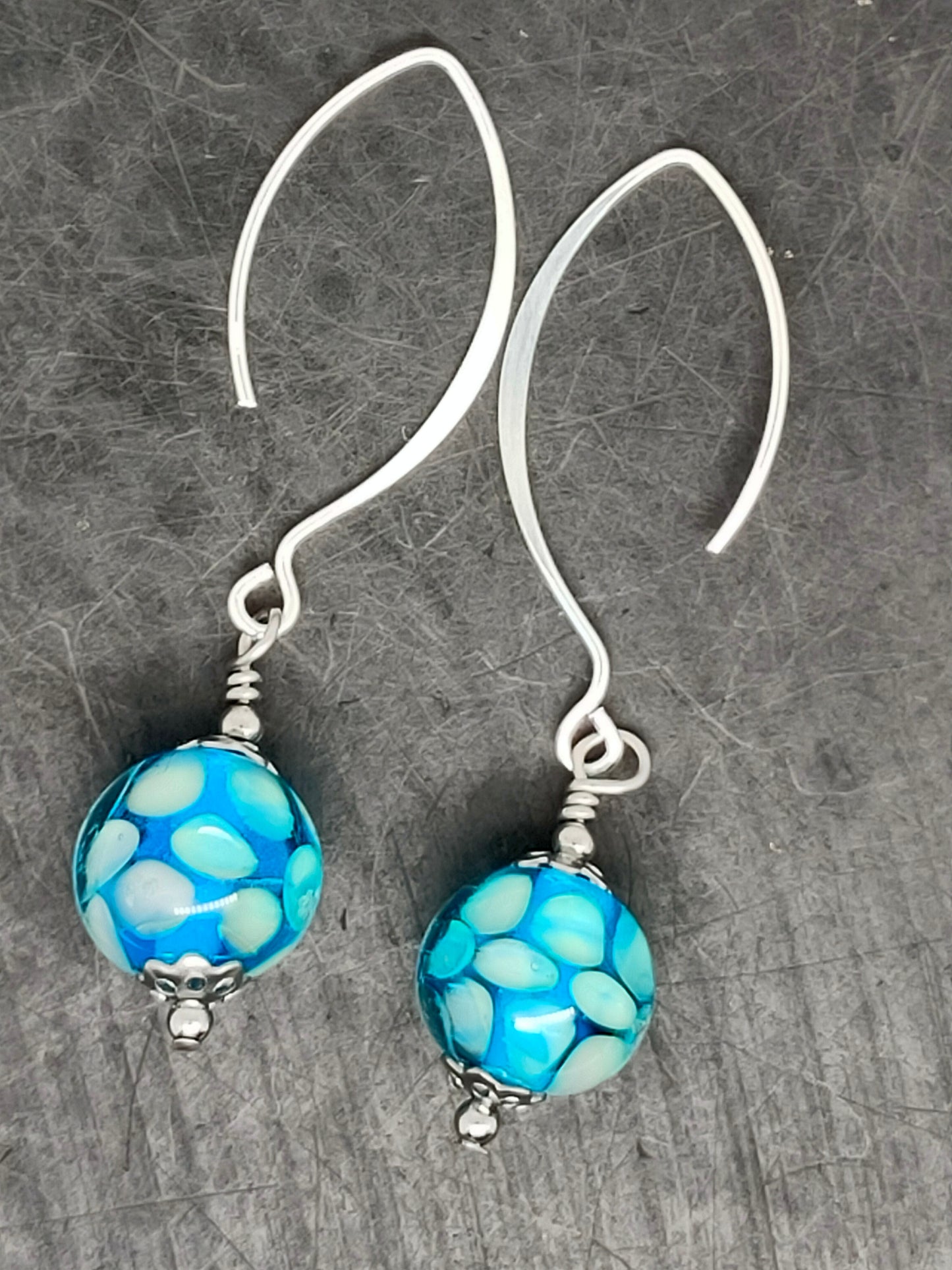 Boucles d’oreilles “nid d’abeilles” bleu turquoise Electra