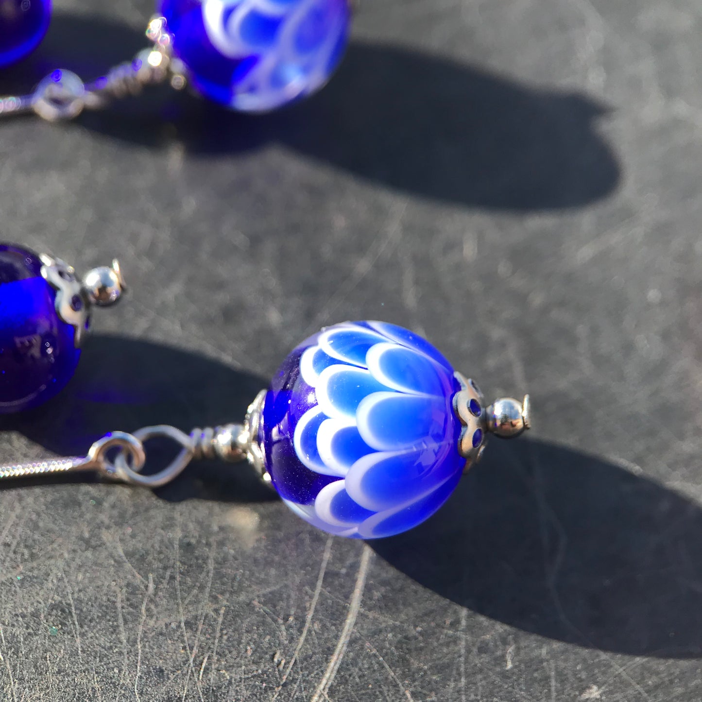 Boucles d'oreilles doubles Bleues Pétales