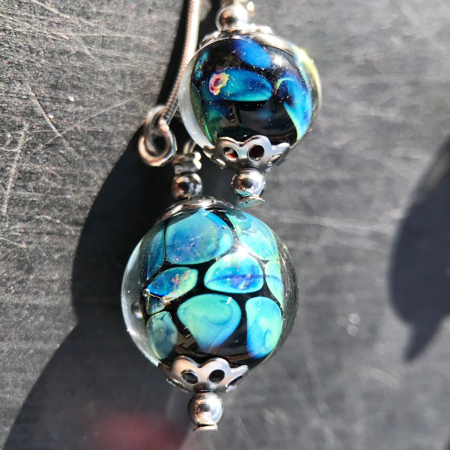 Boucles d'oreilles Doubles bleu électrique réactif