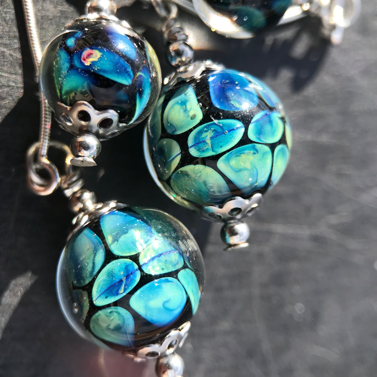 Boucles d'oreilles Doubles bleu électrique réactif