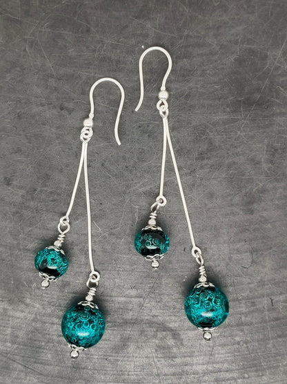 Boucles d’oreilles pendante double “Aqua verde”