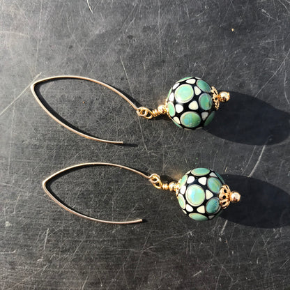 Boucles d'oreilles Vert d'eau Crochets Gold Filled