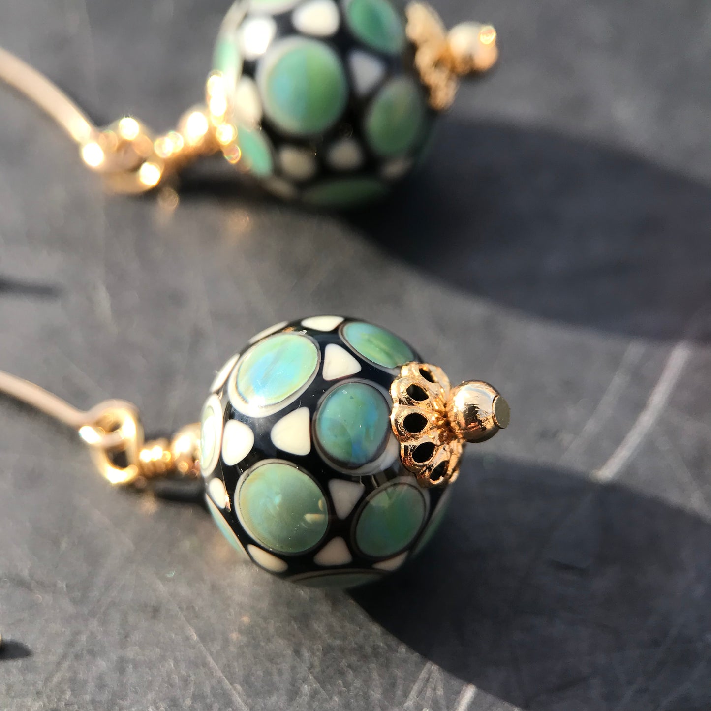 Boucles d'oreilles Vert d'eau Crochets Gold Filled