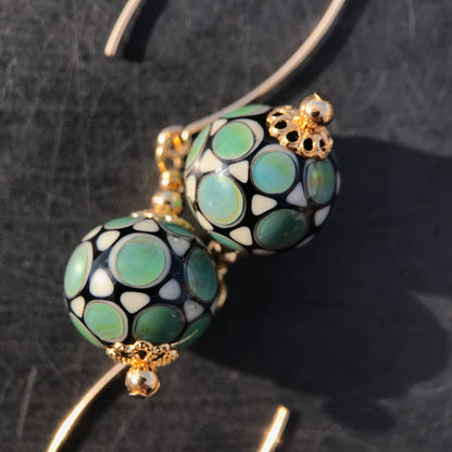 Boucles d'oreilles Vert d'eau Crochets Gold Filled