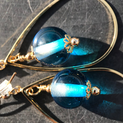 Boucles d'oreilles "Bleu Ciel transparent" crochets Gold Filled