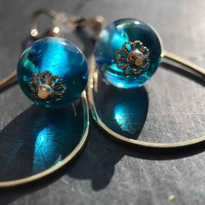 Boucles d'oreilles "Bleu Ciel transparent" crochets Gold Filled