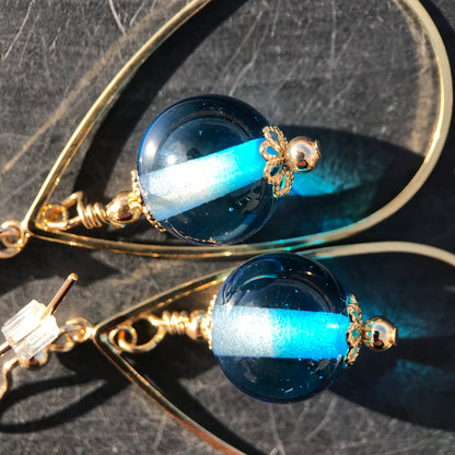 Boucles d'oreilles "Bleu Ciel transparent" crochets Gold Filled