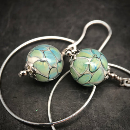 Boucles d'oreilles "nid d'abeille" bleu turquoise